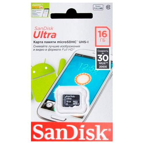 Карта памяти на 16 Гб SanDisk microSD (class 10) фото 